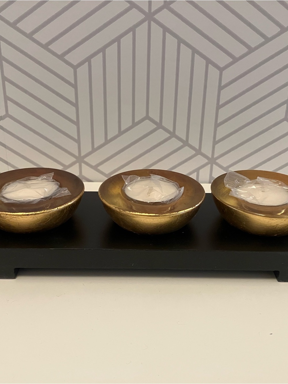 Gold Triple Bowl Tea Light Holder - Home Accents
